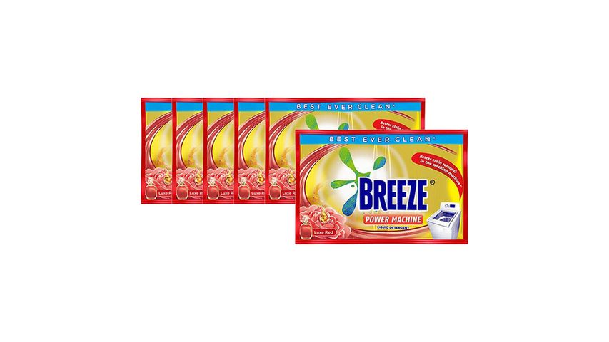 Breeze Liquid Detergent Power Machine Luxe Red Sachet 6 x 60g