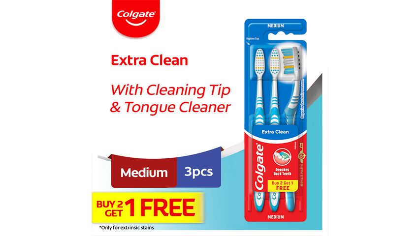 Colgate Extra Clean Medium Toothbrush with Cap VALUE PACK