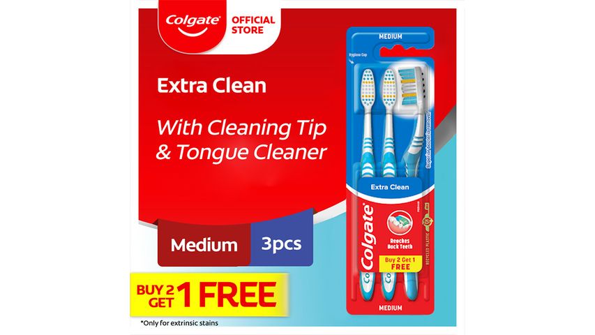 Colgate Extra Clean Medium Toothbrush with Cap VALUE PACK