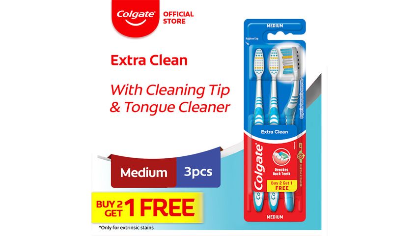 Colgate Extra Clean Medium Toothbrush with Cap VALUE PACK