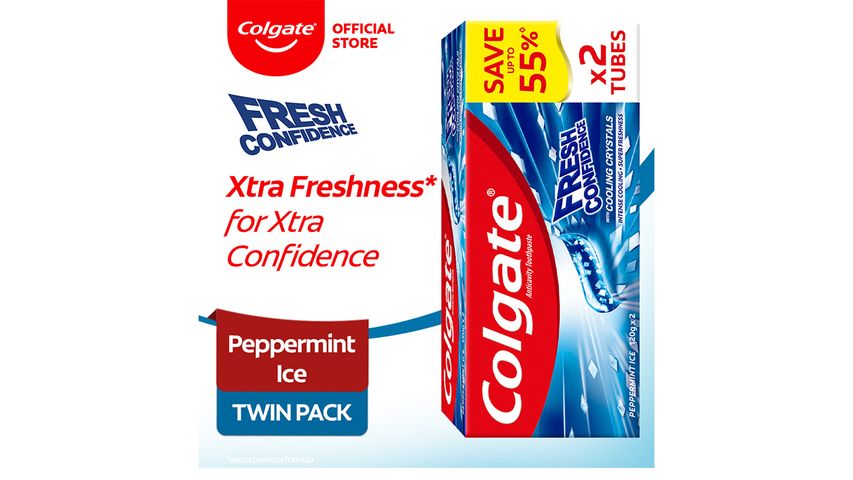 Colgate Fresh Confidence Peppermint Ice Toothpaste for Fresh Breath 120g Twin Pack