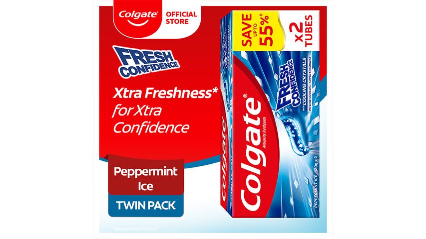 Colgate Fresh Confidence Peppermint Ice Toothpaste for Fresh Breath 120g Twin Pack