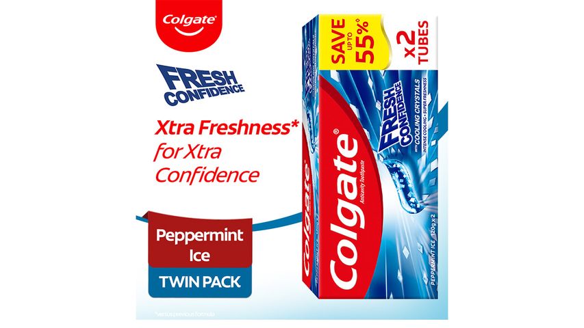 Colgate Fresh Confidence Peppermint Ice Toothpaste for Fresh Breath 120g Twin Pack