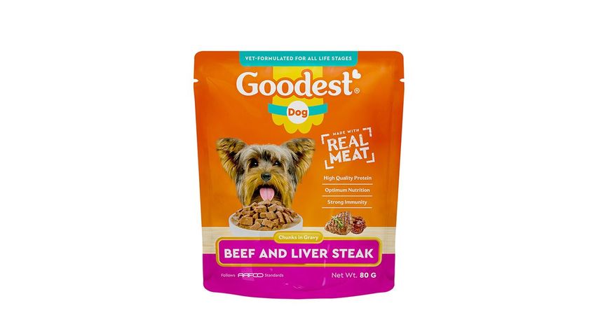 Goodest Dog Beef and Liver Steak Wet Dog Food Pouch 80g