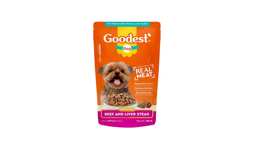Goodest Dog Beef and Liver Steak Wet Dog Food Pouch 130g