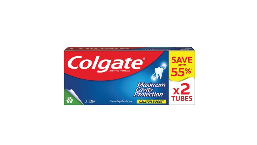 Colgate Maximum Cavity Protection Toothpaste 132g Twin Pack