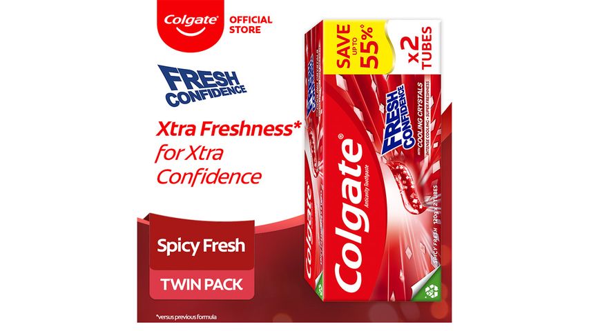 Colgate Fresh Confidence Spicy Fresh Toothpaste for Fresh Breath 120g Twin Pack