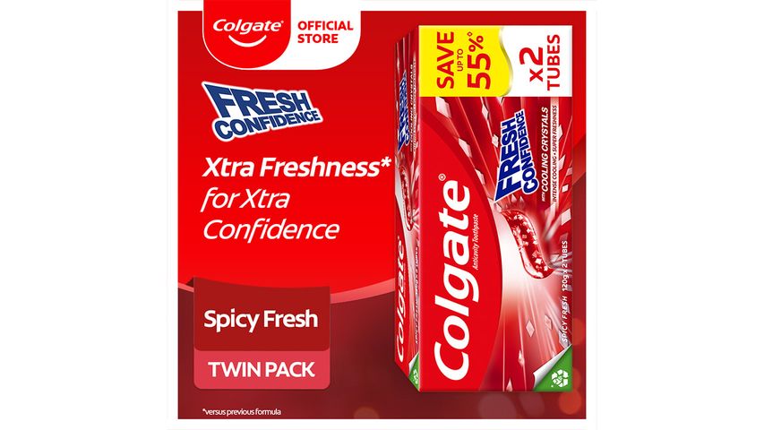 Colgate Fresh Confidence Spicy Fresh Toothpaste for Fresh Breath 120g Twin Pack