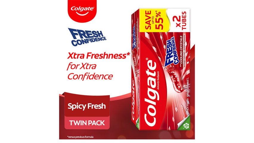 Colgate Fresh Confidence Spicy Fresh Toothpaste for Fresh Breath 120g Twin Pack