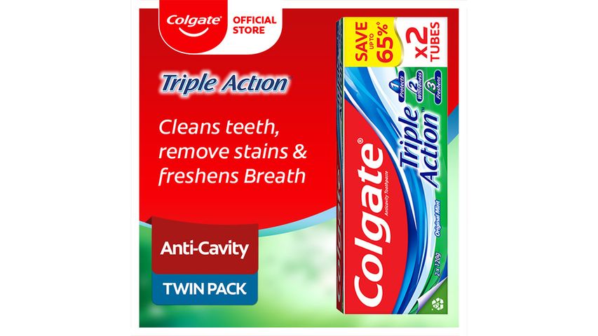 Colgate Triple Action Anti-Cavity Family Toothpaste 120g Twin Pack