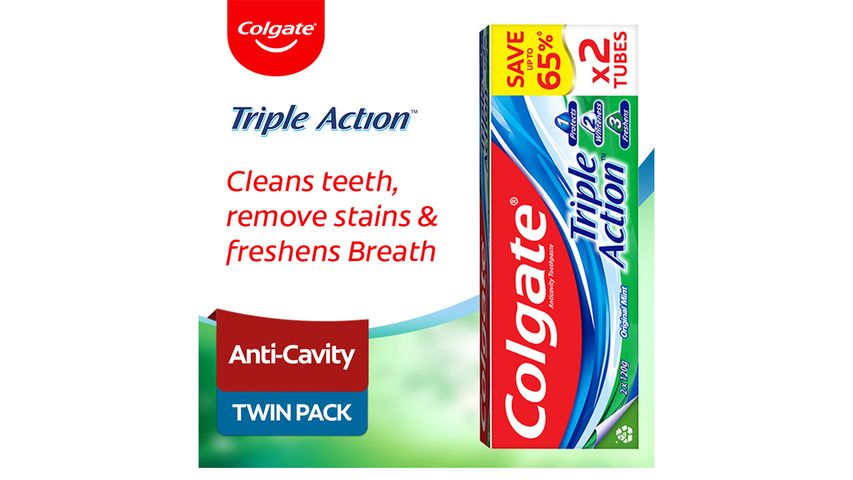 Colgate Triple Action Anti-Cavity Family Toothpaste 120g Twin Pack