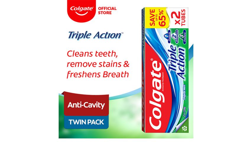 Colgate Triple Action Anti-Cavity Family Toothpaste 120g Twin Pack