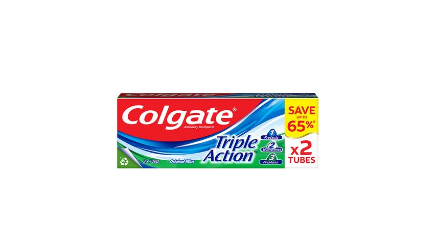 Colgate Triple Action Anti-Cavity Family Toothpaste 120g Twin Pack