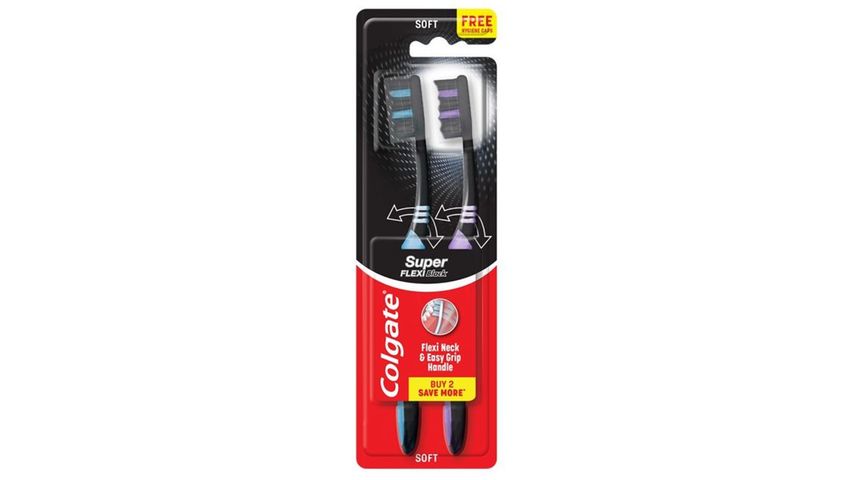 Colgate Toothbrush Super Flexi Black Twin Pack (Soft)