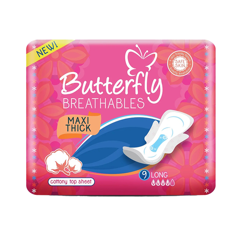 Butterfly Breathables Maxi Thick Sanitary Pads long 9 Pieces