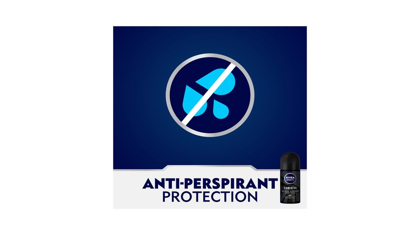 Nivea Men Deep Black Carbon, Antiperspirant For Men, Antibacterial, Roll On 50 ml