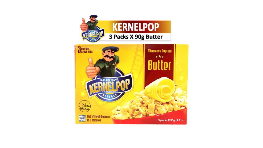 Kernelpop Microwave Popcorn Butter 3 Packs Box