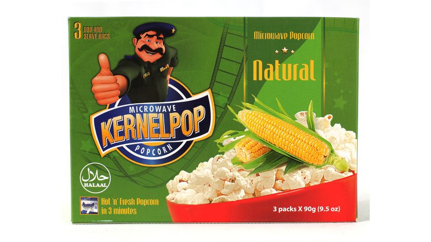 Kernel Pop Microwave Popcorn Natural 3 Packs Box