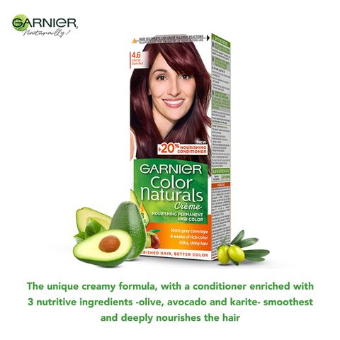 Garnier Color Naturals Hair Color # 4.6 Intense Dark Red Enriched With 3 Essential Oils