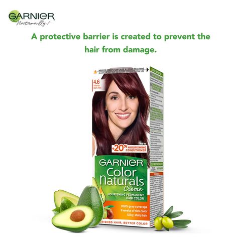 Garnier Color Naturals Hair Color # 4.6 Intense Dark Red Enriched With 3 Essential Oils