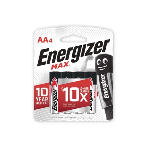 Energizer Max Battery White No E91 AA 4 Pieces