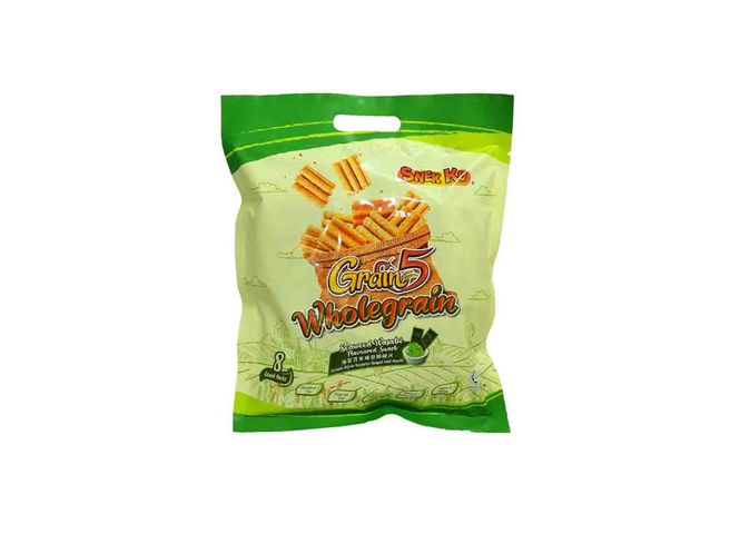 Snek Ku Grain 5 Wholegrain Seaweed Wasabi Flavoured Snack 8 x 14g