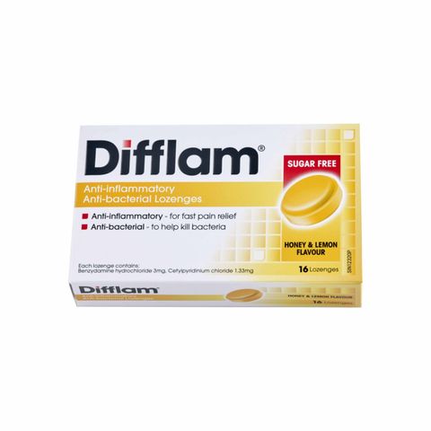 Difflam Honey & Lemon Sugar Free Lozenges 16s