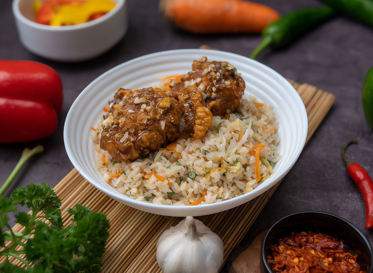 Honey Garlic Chicken Rice Bowl