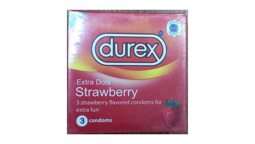 Durex Condom Extra Dots Strawberry 3 Pieces