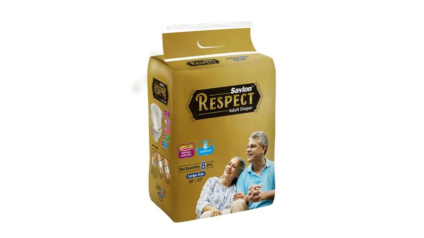 Savlon Respect Adult Diaper L (38 - 57 Inches) 8 Pieces