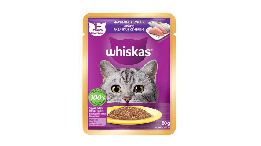 Whiskas Pouch Mackerel Flavour Wet Cat Food 80g