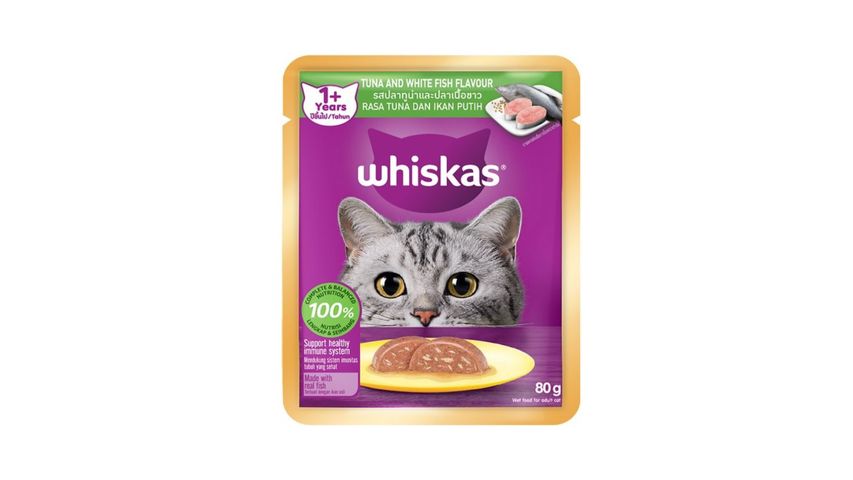 Whiskas Pouch Tuna and White Fish Wet Cat Food 80g