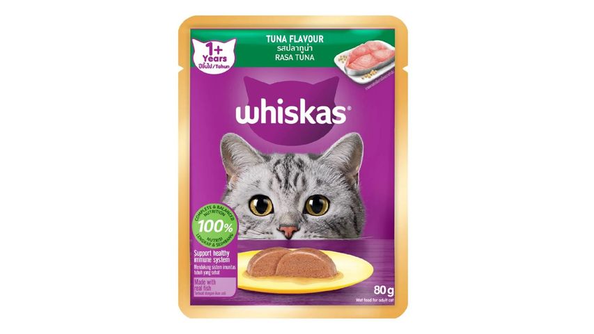 Whiskas Pouch Adult Wet Cat Food Tuna Flavour 80g