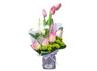 Tulip White Lilly And Pink Rose 1 Bouquet