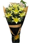 Stand Yellow Lily And White Gypse 1 Bouquet