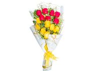 Red And Yellow Rose Hand Flower 1 Bouquet