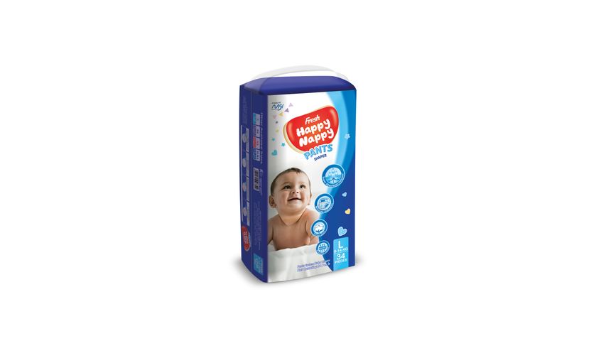 Fresh Happy Nappy Pants Diaper 9-14kg L 34 Pieces