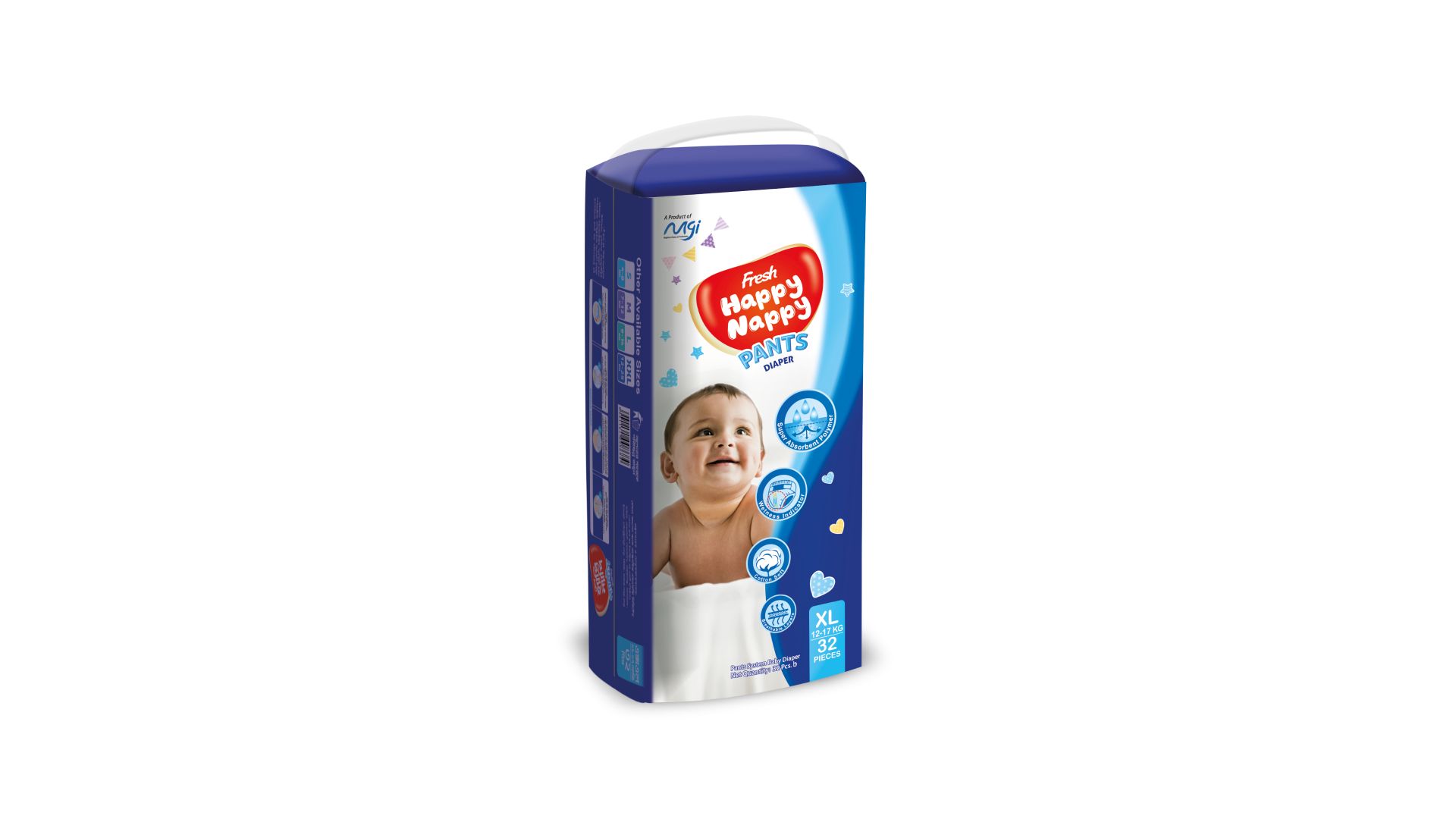 Fresh Happy Nappy Pants  Diaper 12-17kg XL 32 Pieces