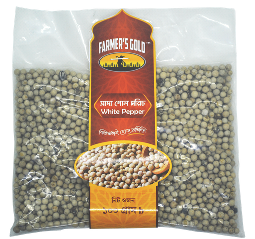 Farmer's Gold White Pepper Whole (Shada Goal Morich Ashto) 100g