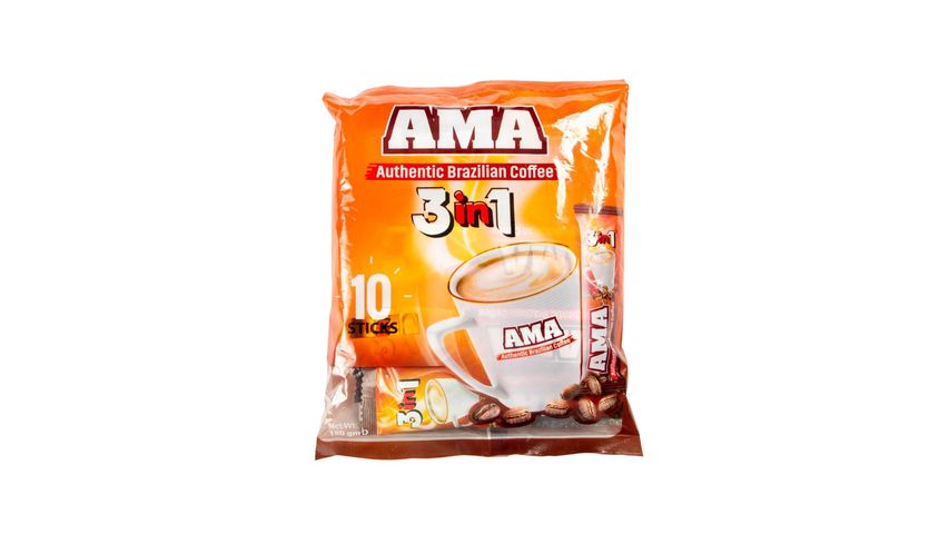 Ama 3 In 1 Authentic Brazilian Coffee Pouch Pack 10 Sticks 150g