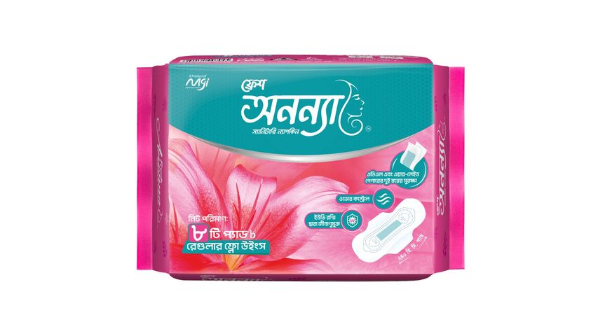 Fresh Anonna Sanitary Napkin Regular Flow 240 Wings Pads 8 Pieces