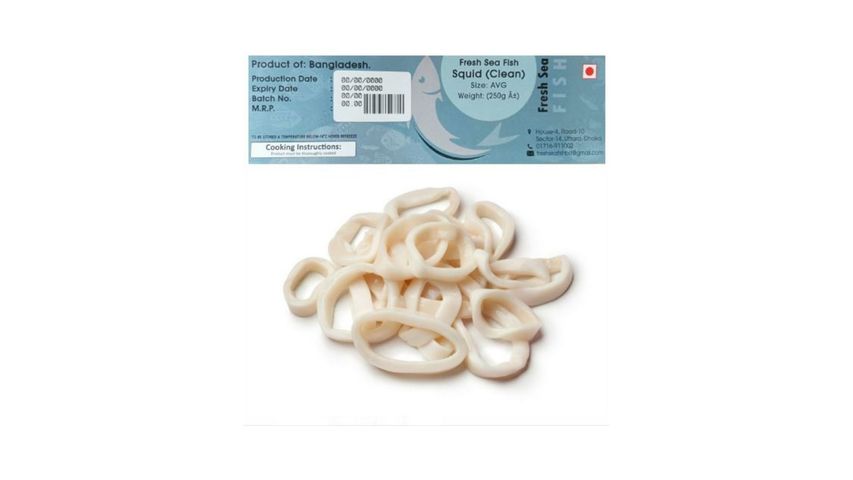 Fresh Sea Fish Squid Clean 250g