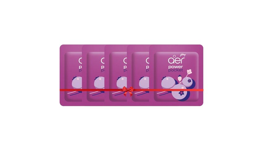 (Buy & Get Free) Buy 4pcs Aer Power Pocket Bathroom Fragrance Berry Rush 10g & Get 1pc Aer Power Pocket Bathroom Fragrance Berry Rush 10g