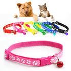 Dog Puppy Cat Kitten Buckle Cute Paw Print Bell Adjustable Pet Collar 1 Piece