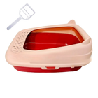Cat Ear Semi Enclosed Premium Litter Box With Scoop Pink Maroon 1 Piece