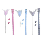 Spring Teaser Interactive Feather Toy With Collar For Cat Grey 1 Piece