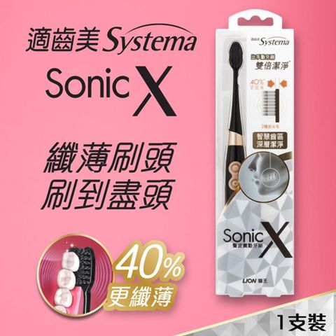 Systema Sonic X Super Thin Spiral Black Sonic Toothbrush 1pc