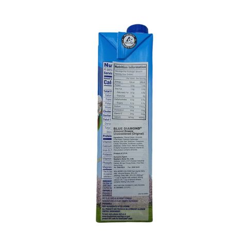 Blue Diamond Almond Breeze Unsweetened Original 946ml