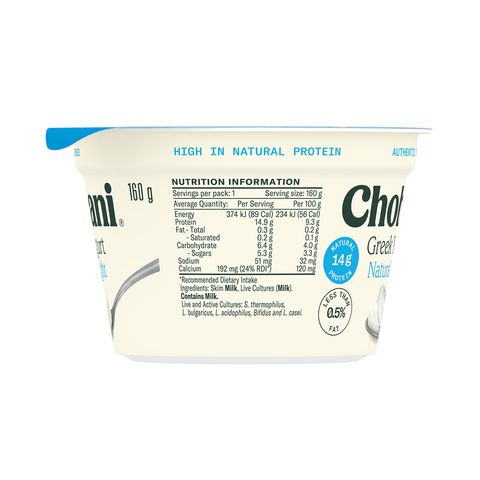 Chobani Greek Yogurt Plain Non Fat 160g