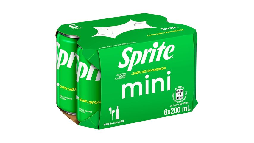 Sprite "Sprite" Lemon-Lime Flavoured Soda 200ml x 6(The new and old packaging will be shipped out randomly)